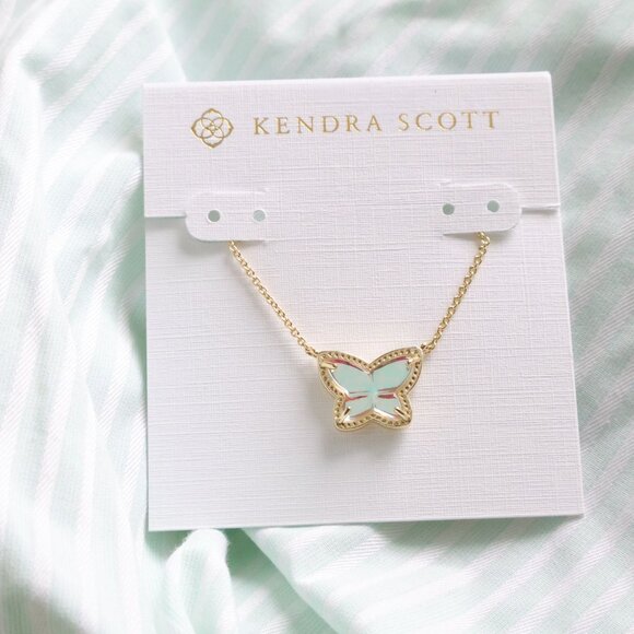 Kendra Scott Lillia Butterfly Gold Dichroic Glass Necklace - Picture 1 of 2